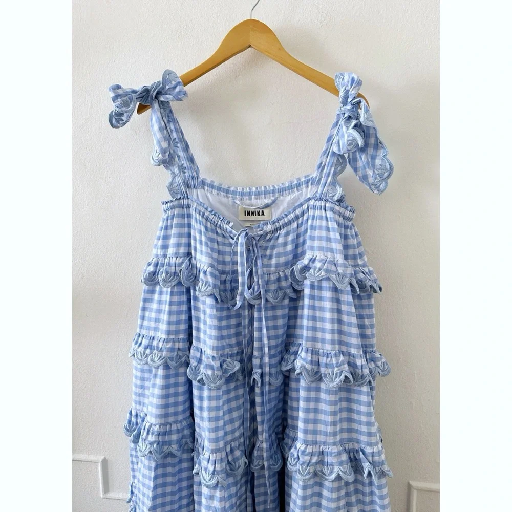 Innika Choo Dress Blue Gingham Dress - Picture 2 of 9